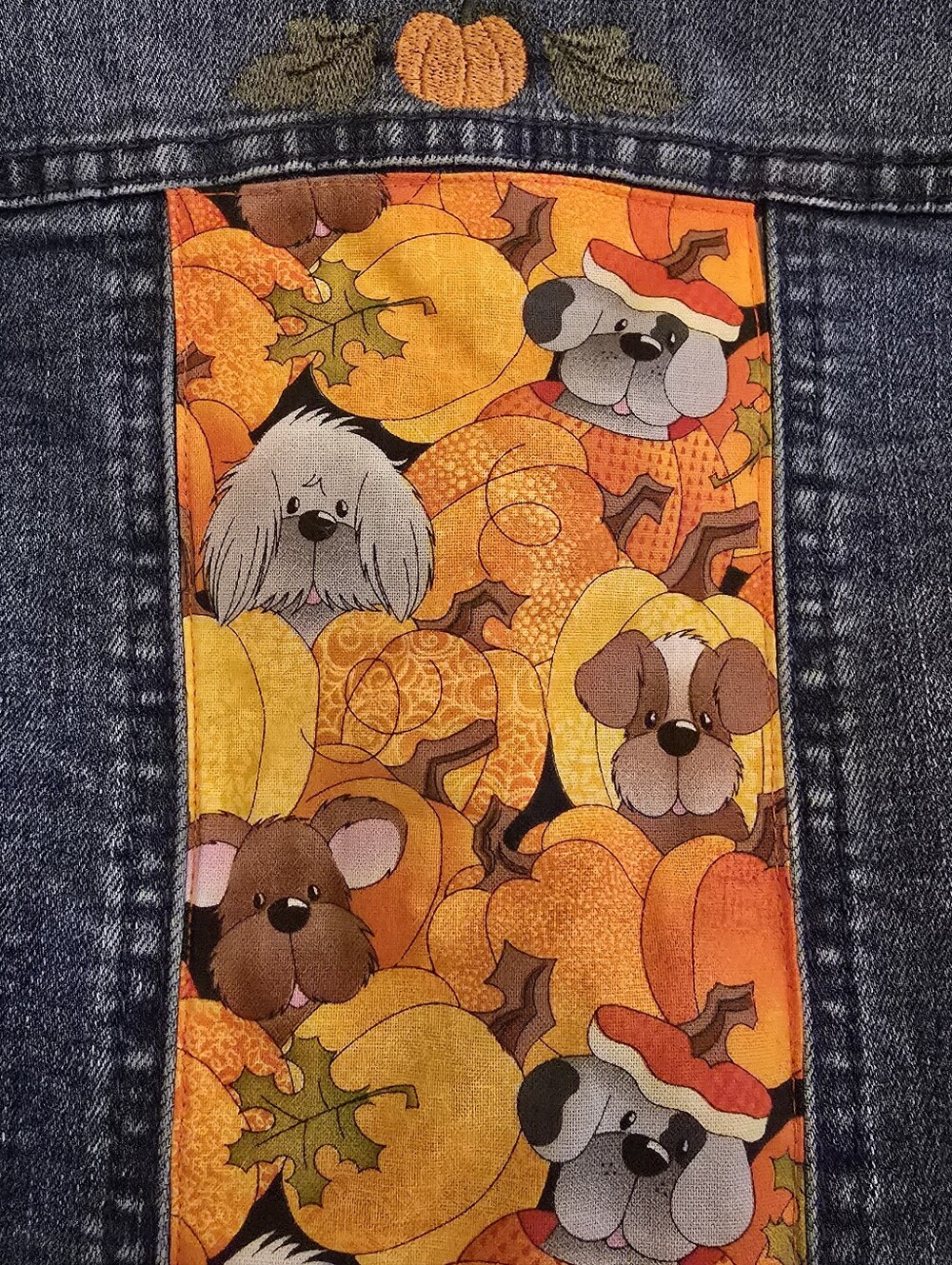 OshKosh Genuine Kids 18M One of a Kind Fall Pumpkin Dogs Denim Jacket - Picture 6 of 9